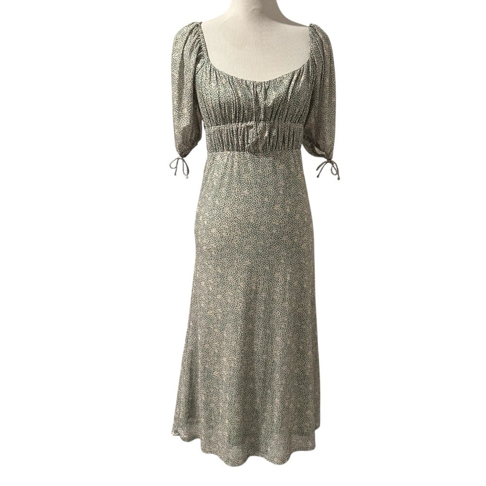 Elegant Green Floral Neutral Women's Midi Dress